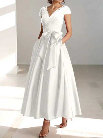 A-line/Princess V-neck pocket mother of the bride dresses
