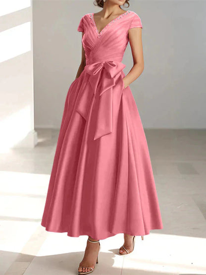 A-line/Princess V-neck pocket mother of the bride dresses