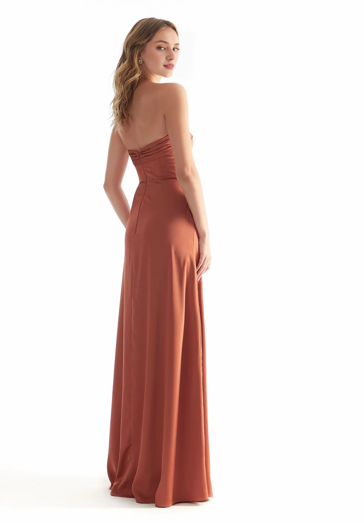 A-line off shoulder heart-shaped neckline satin back ruffle edge dress