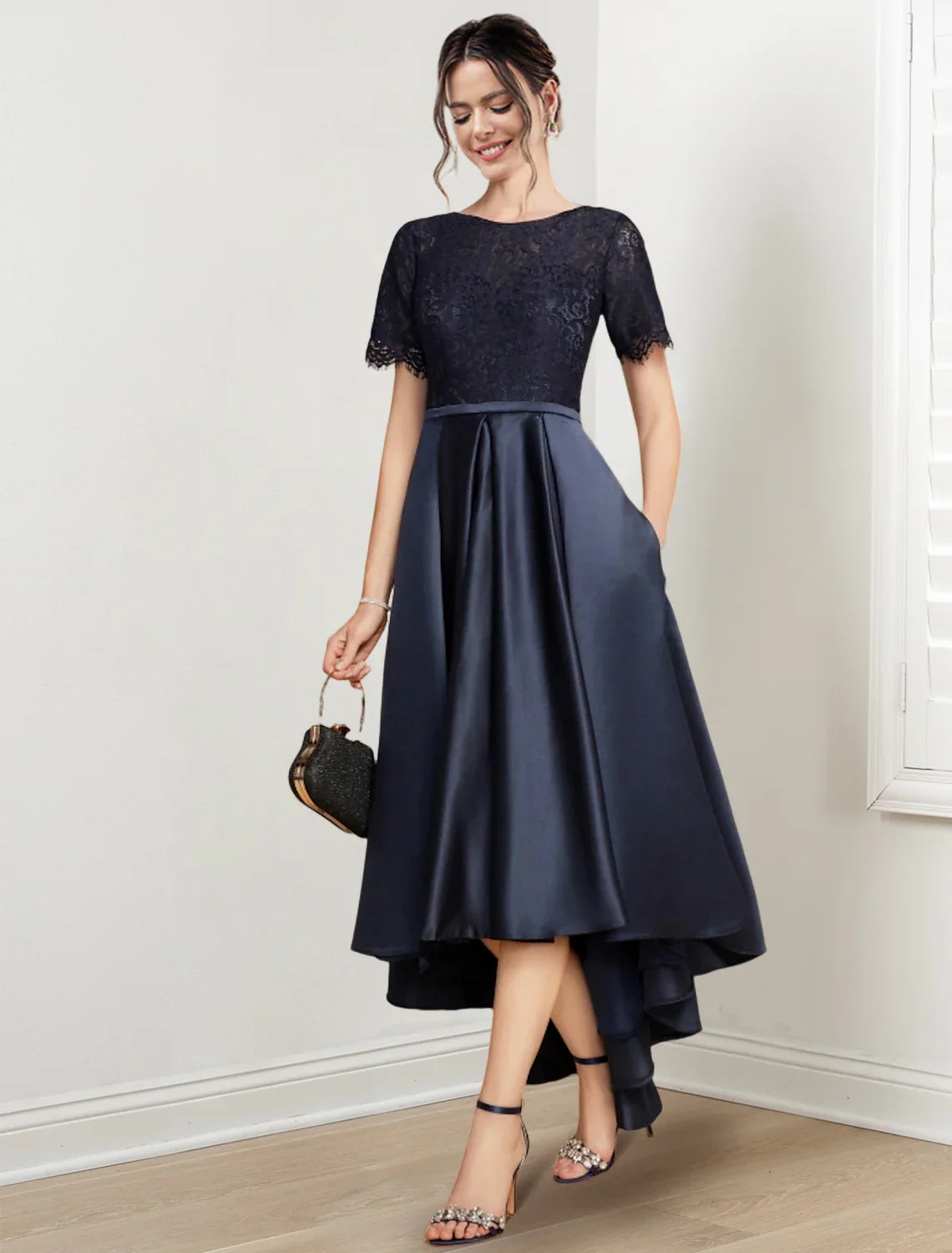 A-line/Princess Jewel Neck Asymmetric Mother of the bride dresses