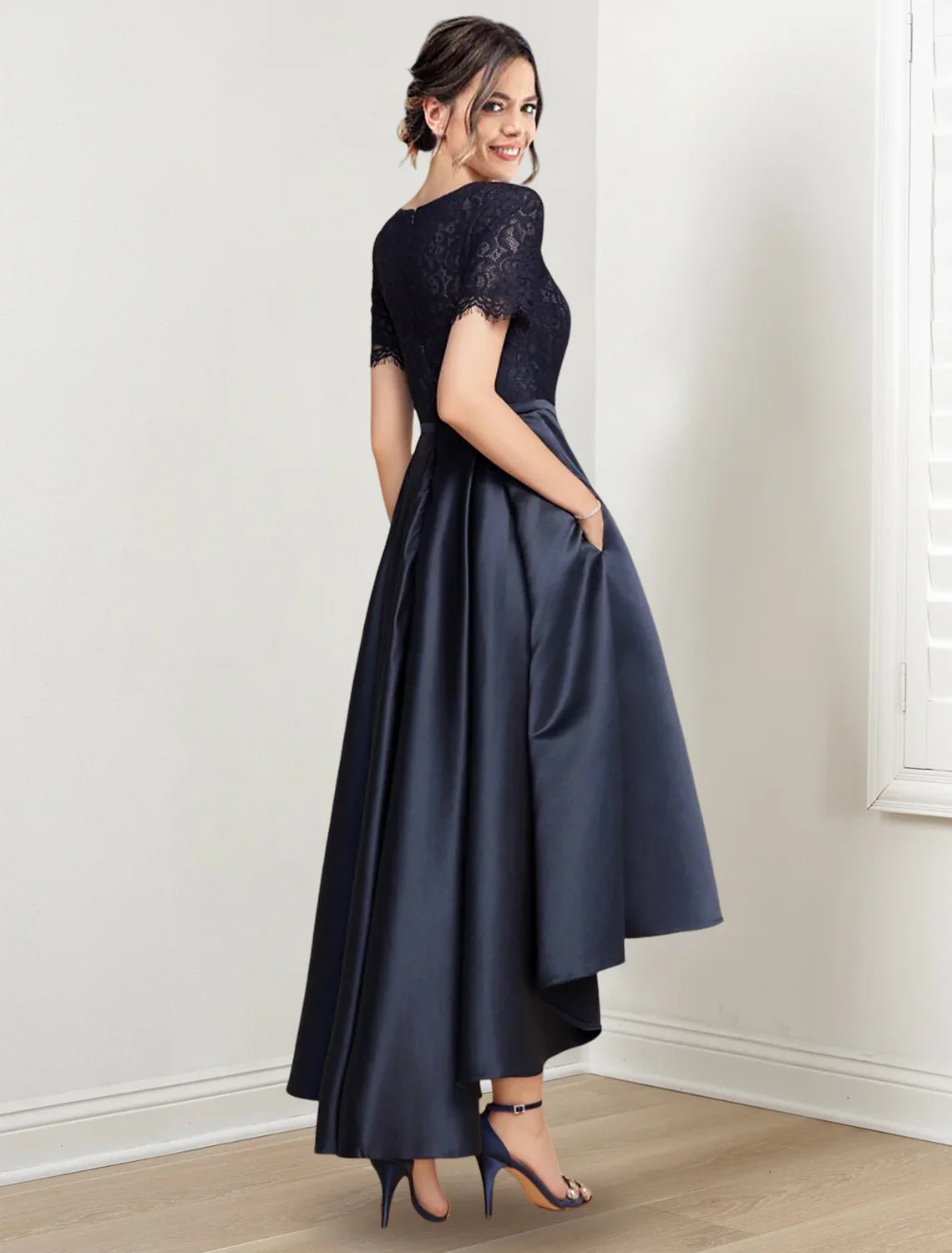 A-line/Princess Jewel Neck Asymmetric Mother of the bride dresses