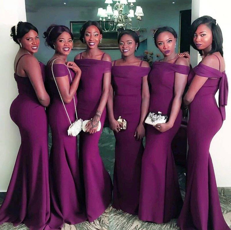 Sexy Off The Shoulder Long Burgundy Mermaid Bridesmaid Dresses - RongMoon