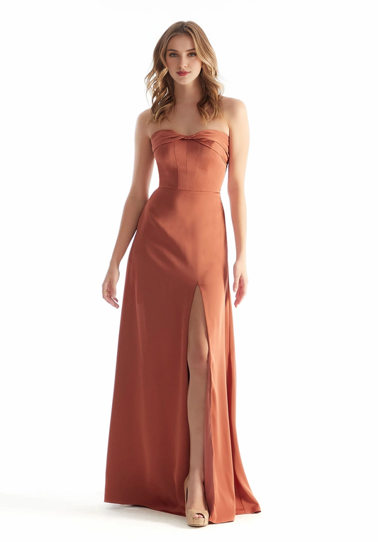 A-line off shoulder heart-shaped neckline satin back ruffle edge dress