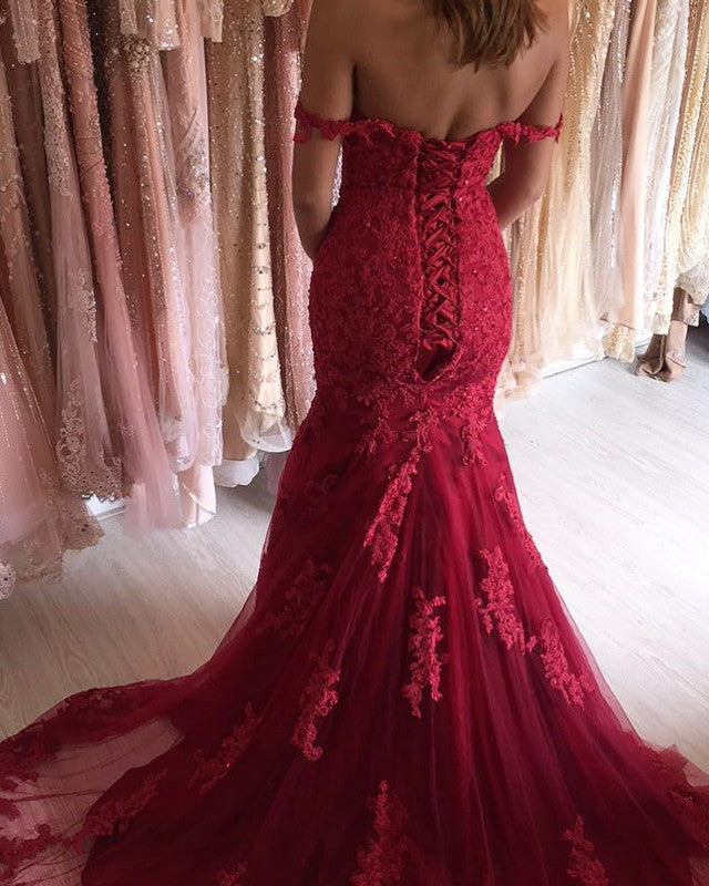 Charming Mermaid Prom Dresses Lace Appliques