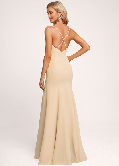 A-line Scoop Neck Floor-length Chiffon Bridesmaids Dress