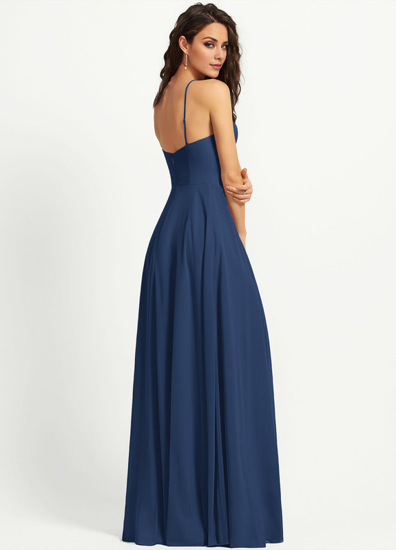 A-line Scoop Neck Floor-length Chiffon Bridesmaids Dress