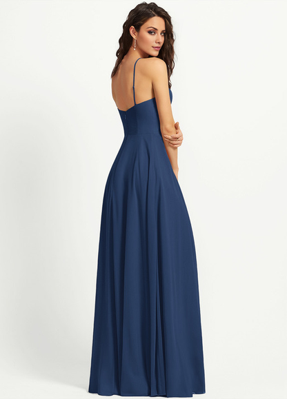 A-line Scoop Neck Floor-length Chiffon Bridesmaids Dress