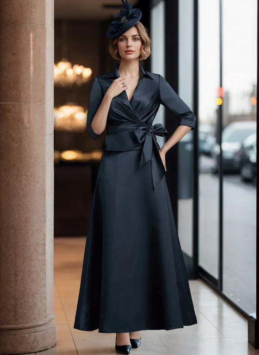 A-line/Princess V-neck satin mother of the bride dress