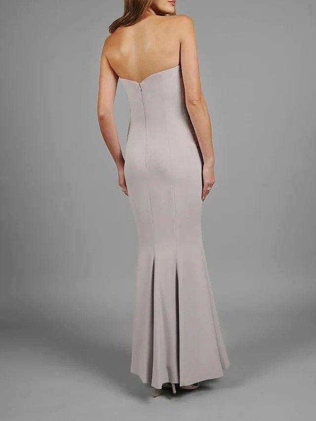 Two Piece Sheath / Column Mother of the Bride Dress Elegant V Neck Ankle Length Stretch Fabric Sleeveless with Ruching - RongMoon