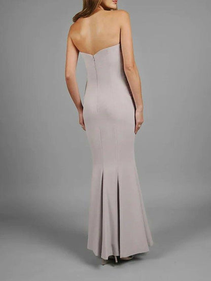 Two Piece Sheath / Column Mother of the Bride Dress Elegant V Neck Ankle Length Stretch Fabric Sleeveless with Ruching - RongMoon
