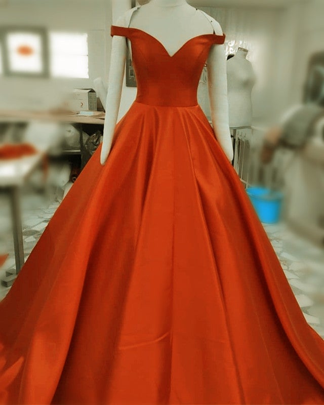 Ball Gown Off The Shoulder Satin Dresses Corset Back