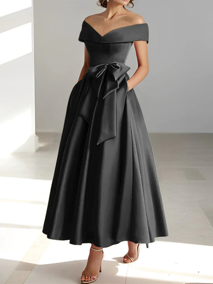 A-line/Princess Off Shoulder Pocket Mother of the bride dresses