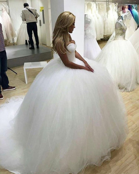 Bling Bling Sequins Beaded Sweetheart Ball Gowns Wedding Dresses