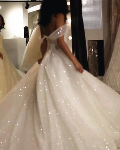 Bling Bling Wedding Dresses Sequin Off Shoulder