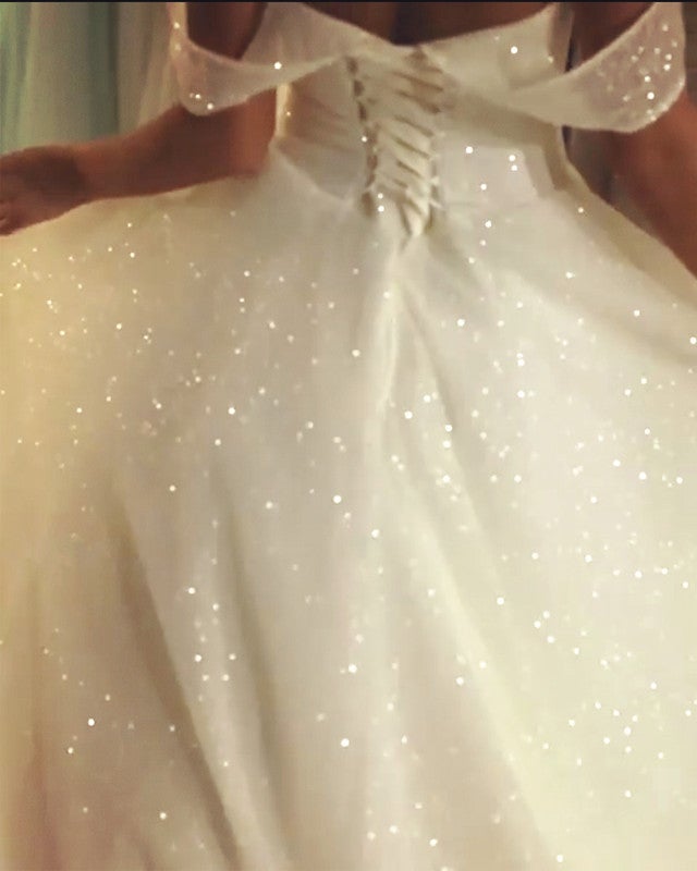 Bling Bling Wedding Dresses Sequin Off Shoulder