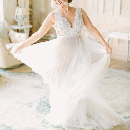 Boho Lace Appliques Wedding Dresses Country Style