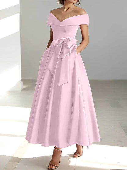 A-line/Princess Off Shoulder Pocket Mother of the bride dresses