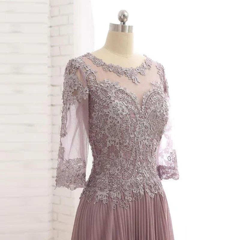 Elegant lace jewelry collar with 3/4 sleeves Mother of the Bride Dresses