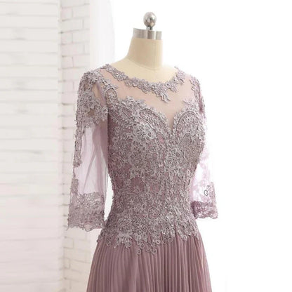 Elegant lace jewelry collar with 3/4 sleeves Mother of the Bride Dresses
