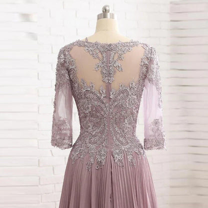 Elegant lace jewelry collar with 3/4 sleeves Mother of the Bride Dresses