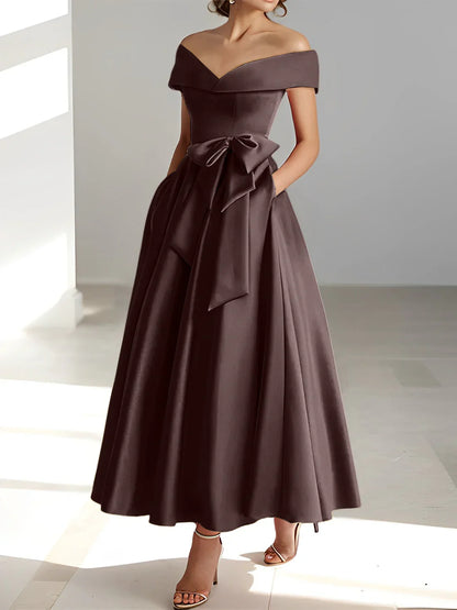 A-line/Princess Off Shoulder Pocket Mother of the bride dresses