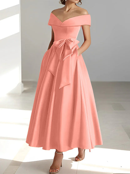 A-line/Princess Off Shoulder Pocket Mother of the bride dresses
