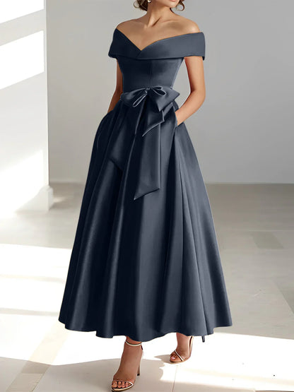 A-line/Princess Off Shoulder Pocket Mother of the bride dresses