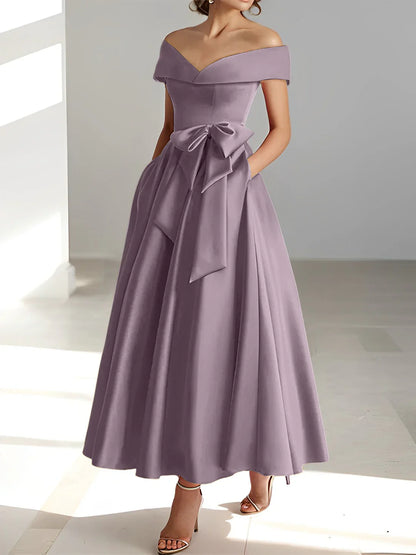 A-line/Princess Off Shoulder Pocket Mother of the bride dresses