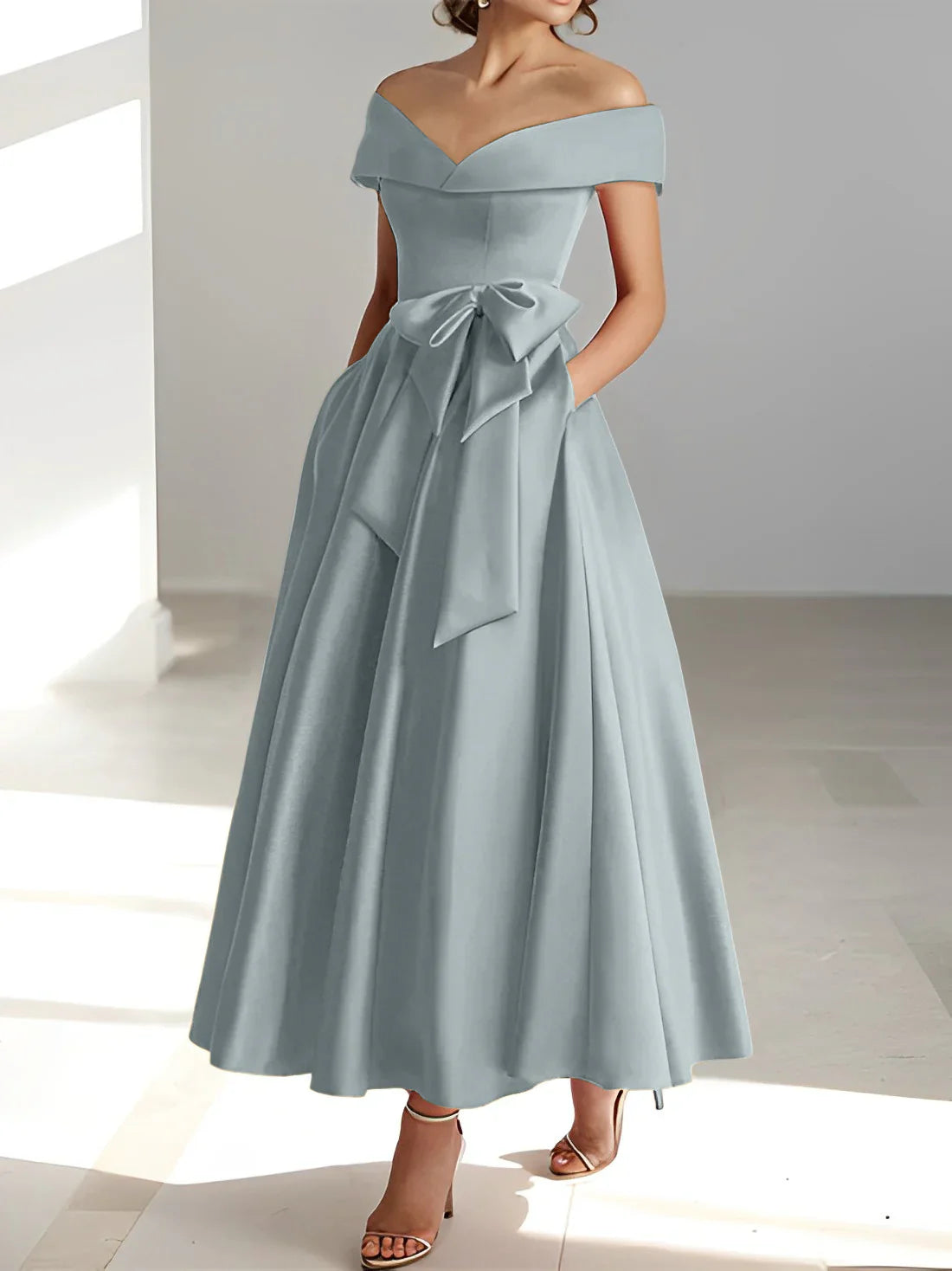 A-line/Princess Off Shoulder Pocket Mother of the bride dresses
