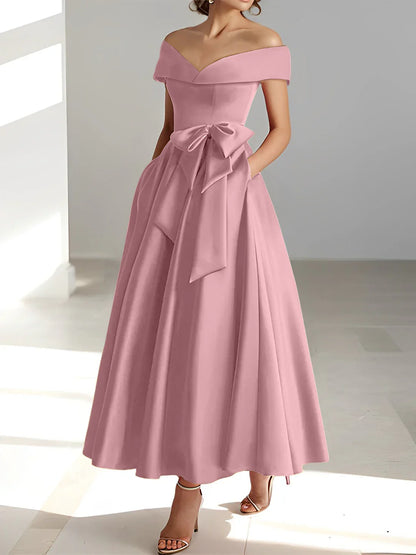 A-line/Princess Off Shoulder Pocket Mother of the bride dresses