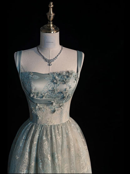👑 Enchanted Satin&Tulle A-line Ballgown for Party &Birthday– Appliqués& Embroidery for Quinceañera &Prom Nights ED01211