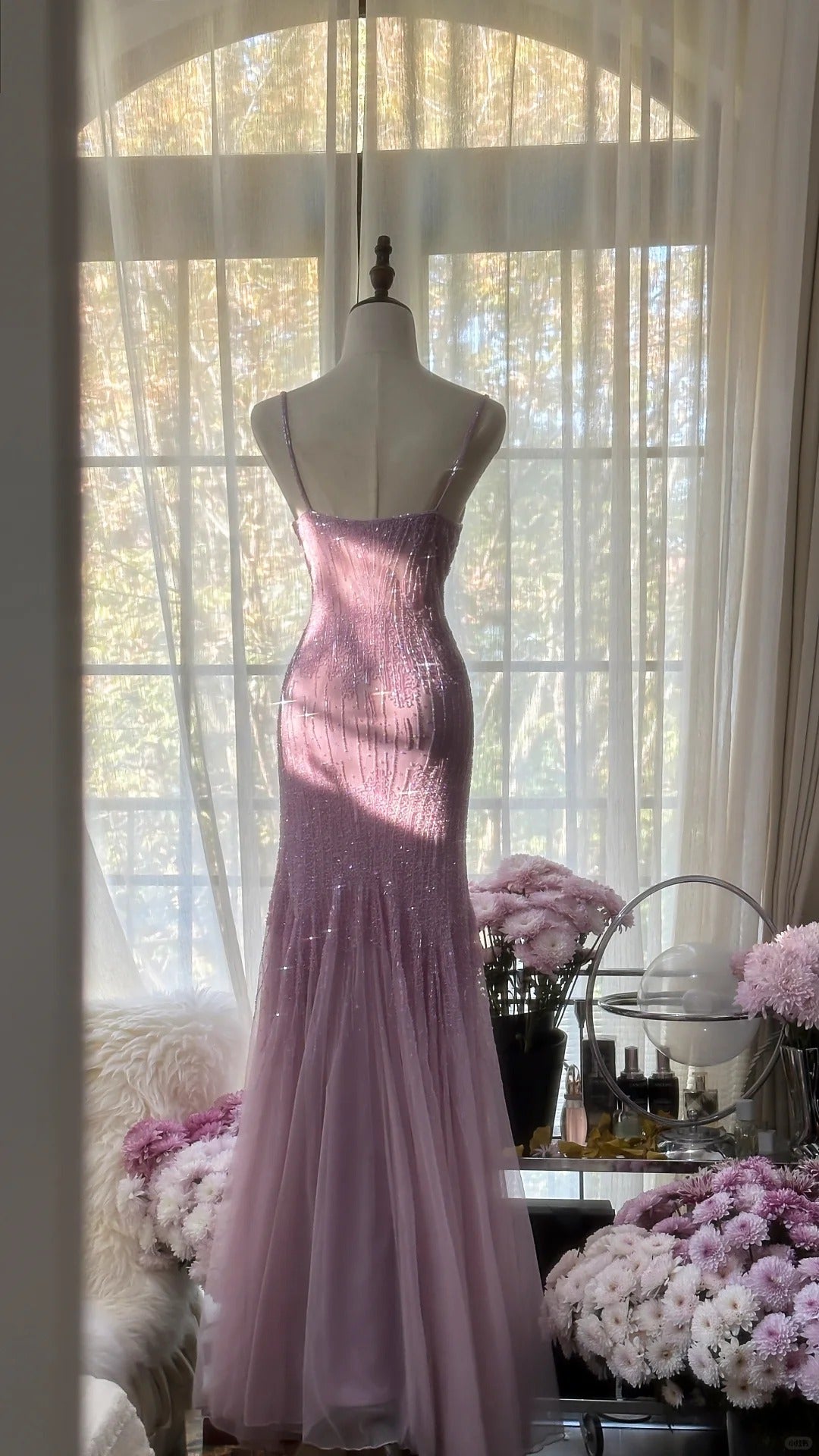 💜Elegant Retro Purple Mermaid Gown for Prom&Party✨Sparking Squins Beaded Tulle&Chiffon Evening Gown ED01778