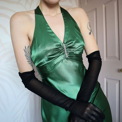 **🍃Vintage Forest Green Backless Ball Gown - Glam Sparkling Beads & Satin for Prom,🍻 Galas& Parties** ED01915