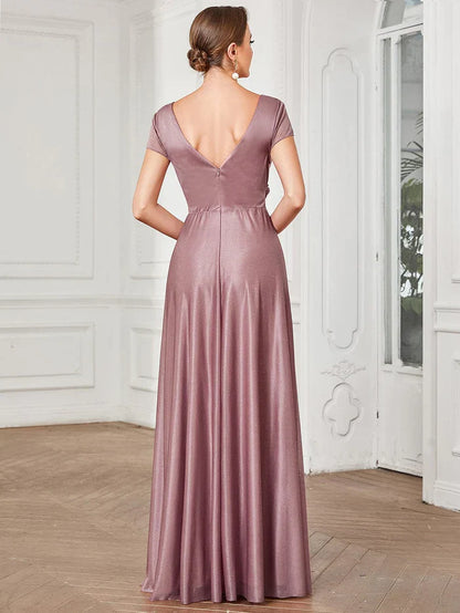 Aimishang Glitzy Pleated Sweetheart A-Line Long Mother of the Bride Dress