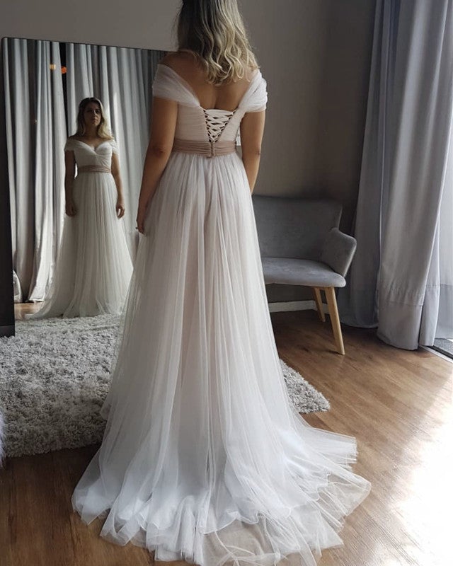 Elegant Beach Wedding Dresses Tulle Off Shoulder