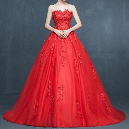 Elegant Floral Lace Sweetheart Tulle Ball Gowns Wedding Dresses