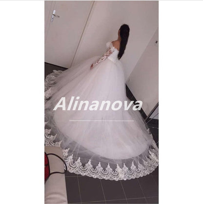 Elegant Off The Shoulder Wedding Dresses Ball Gowns Long Sleeves
