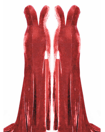 Sleevless Velvet Mermaid Bridesmaid Dresses With Slit