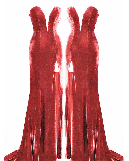 Sleevless Velvet Mermaid Bridesmaid Dresses With Slit