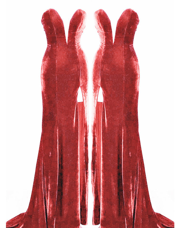 Sleevless Velvet Mermaid Bridesmaid Dresses With Slit