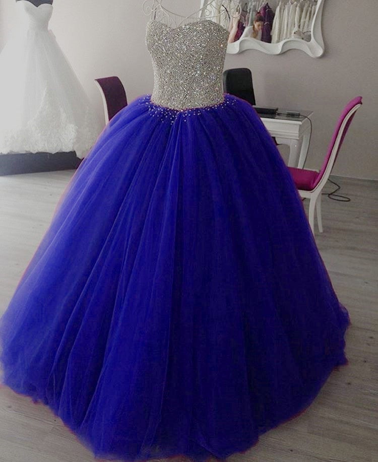 Fully Crystal Beaded Sweetheart Ball Gowns Dresses