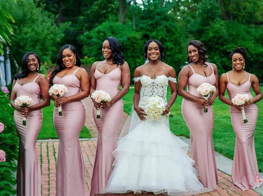 South African Bridesmaid Dresses For Women Mermaid Spaghetti Straps Long Cheap Under 50 Wedding Party Dresses - RongMoon