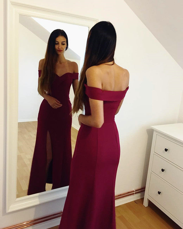 Mermaid V-neck Long Satin Evening Dresses