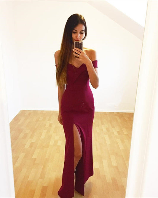 Mermaid V-neck Long Satin Evening Dresses