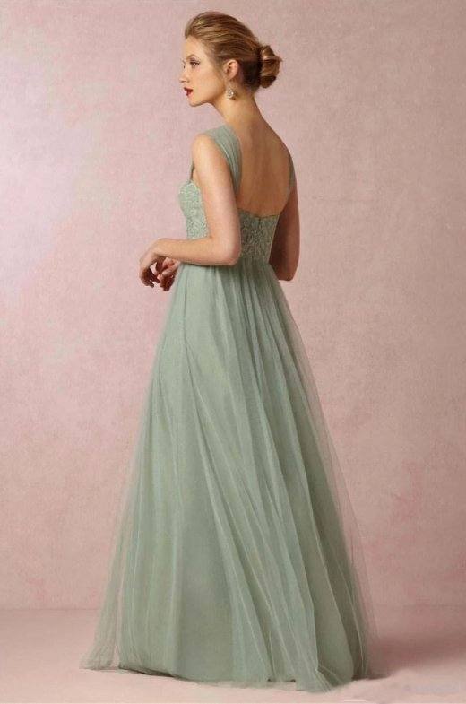 Backless Bridesmaid Dresses For Women A-line Sweetheart Tulle Lace Long Cheap Under 50 Wedding Party Dresses - RongMoon