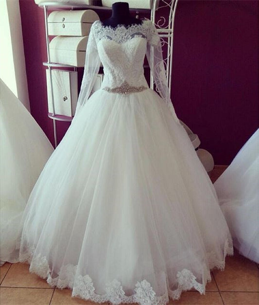 Lace Long Sleeves Vintage Wedding Dresses Princess