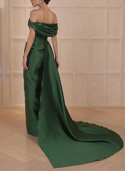A-line/Princess Off Shoulder Satin Split Mother of the bride dress