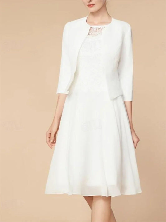 A-line/Princess 3/4 long sleeved knee length mother of the bride dresses