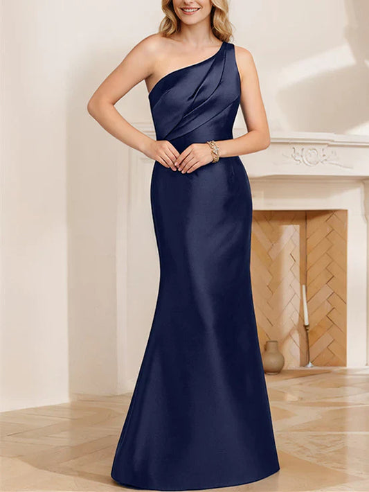 Horn/fishtail shoulder to ground length mother of the bride dress
