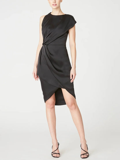 Ruffle edge A-line/Princess low round sleeveless knee length mother of the bride dresses